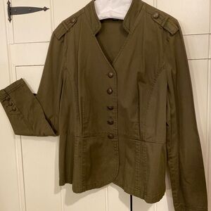 SAFARI MILITARY STYLE JACKET BY STYLE & CO. OLIVE, EXCELLENT CONDITION. LG